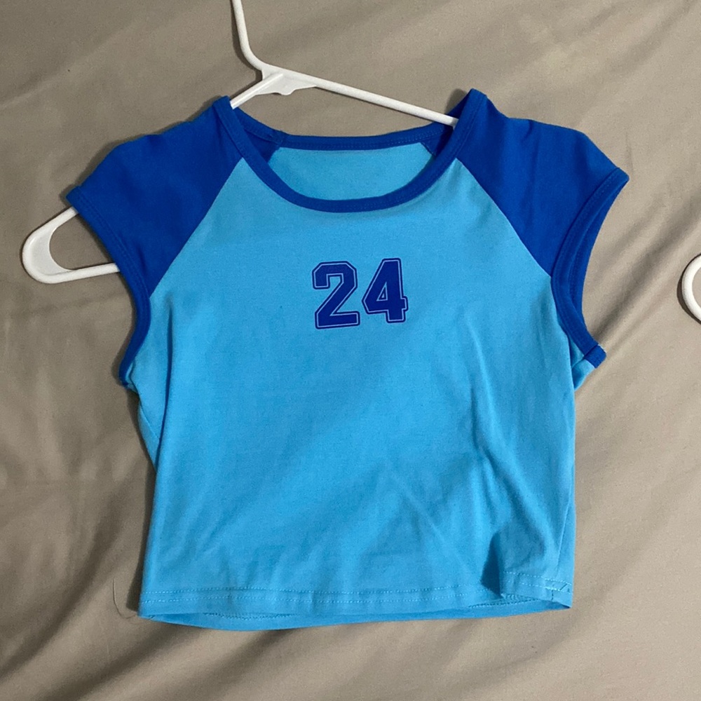 yesstyle blue jersey number top